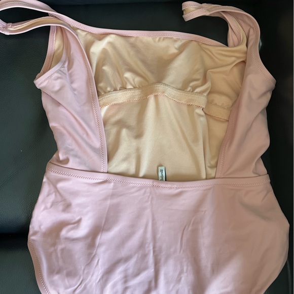 New Women's Madewell Pink Icing Second Wave Square Neck Tank One Piece Swimsuit - Picture 6 of 6